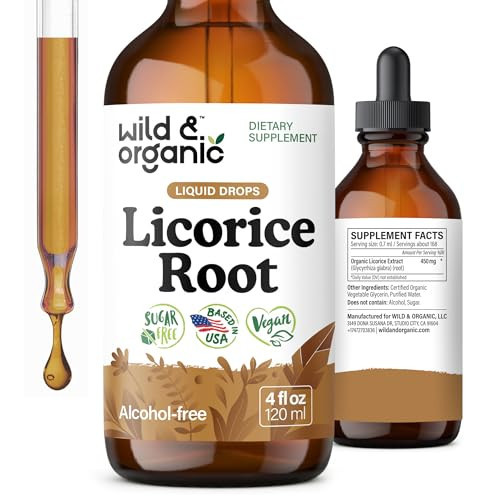 Wild & Organic Licorice Root Tincture - Digestive, Lung & Skin Support - Licorice Root Extract Liquid Drops - Vegan, Sugar & Alcohol-Free Supplement - 4 fl oz | Amazon (US)