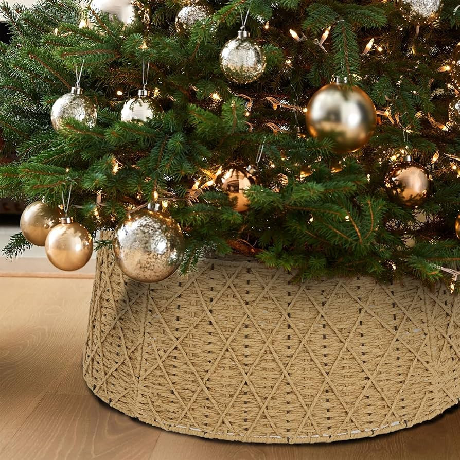 Christmas Tree Collar, 23.5’’ D Handmade Paper Grass Christmas Stand Tree Collar Basket Base ... | Amazon (US)