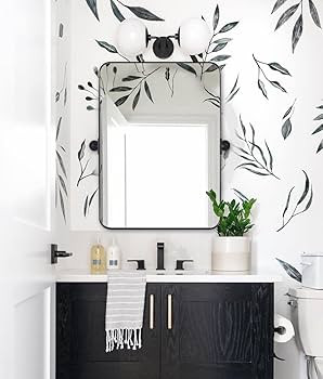 MOON MIRROR 22" x 30" Black Metal Frame Pivot Rectangle Bathroom Mirror, Tilting Rounded Rectangu... | Amazon (US)