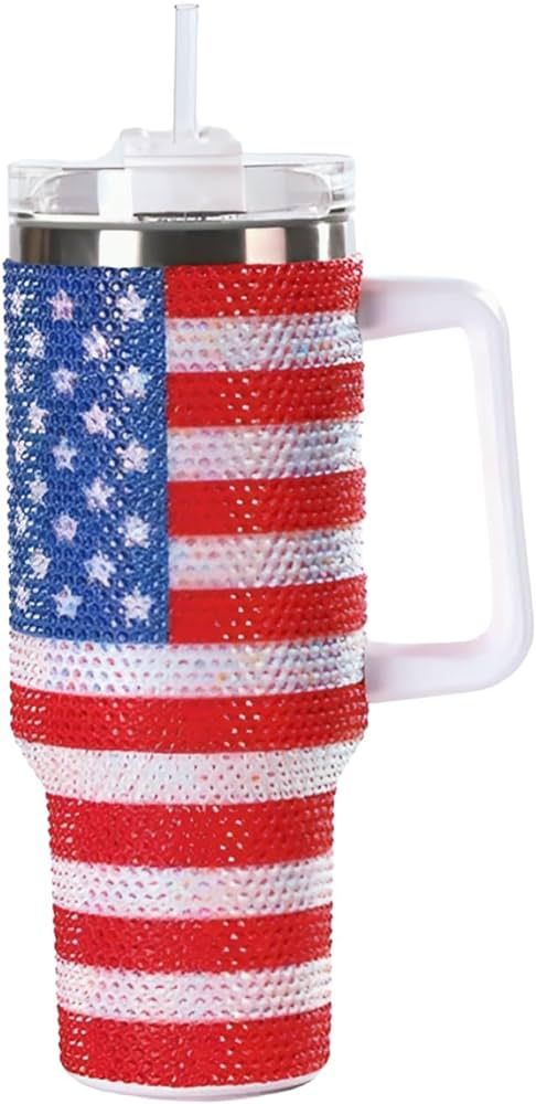 40 Oz Tumbler With Handle Studded Tumbler With Lid and Straw Insulated Stainless Steel Double Wal... | Amazon (US)
