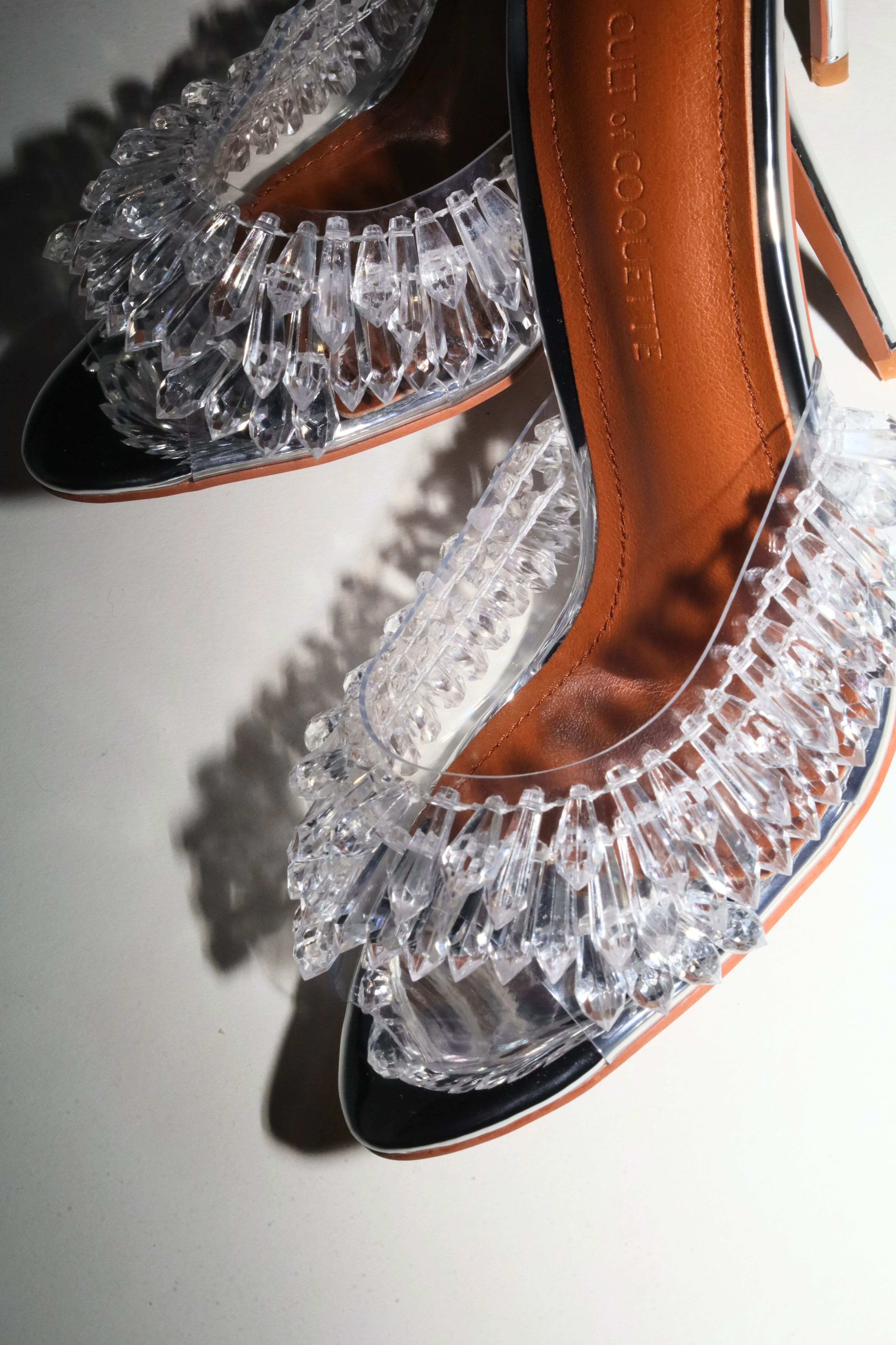 Goldie Clear Drip Chandelier Open Toe Mules 120 mm | CULT OF COQUETTE