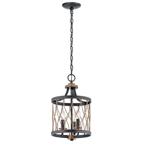 Kichler Brookglen Black with Gold Tone French Country/Cottage Drum Pendant Light Lowes.com | Lowe's
