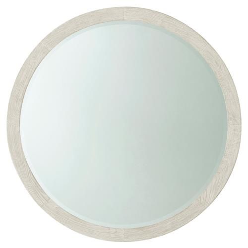 Theodore Alexander Breeze French Seasalt White Pine Wood Round Wall Mirror | Kathy Kuo Home