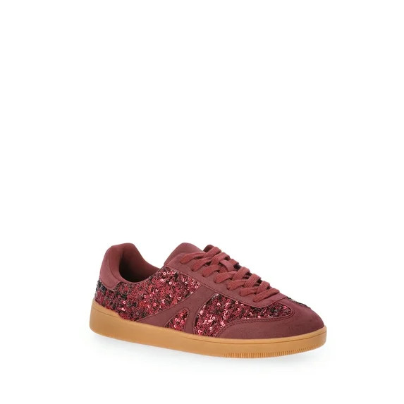 No Boundaries Sequin Faux Suede Gum Sole Sneakers, Women's | Walmart (US)