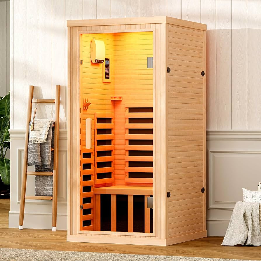 Albott Infrared Sauna Room, 1260W/110V Canadian Hemlock Wood 1 Person Infrared saunas for Home wi... | Amazon (US)