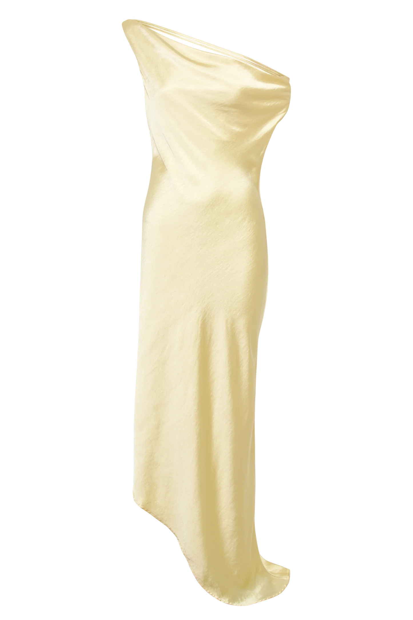 Yvette Slip Maxi Dress With Asymmetrical Hem - Butter | MESHKI US