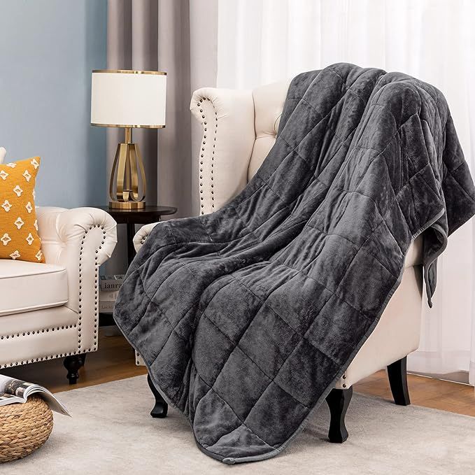 Microfiber Flannel Fuzzy Weighted Blanket Oeko-Tex Certified Soft Fleece 15 pounds 60"x80"Queen S... | Amazon (US)