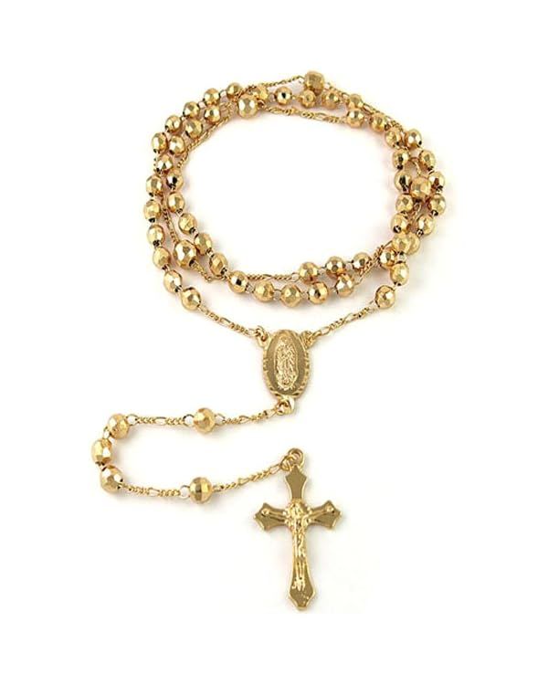 Verona Jewelers 24" Gold Plated Rosary Necklace | Amazon (US)
