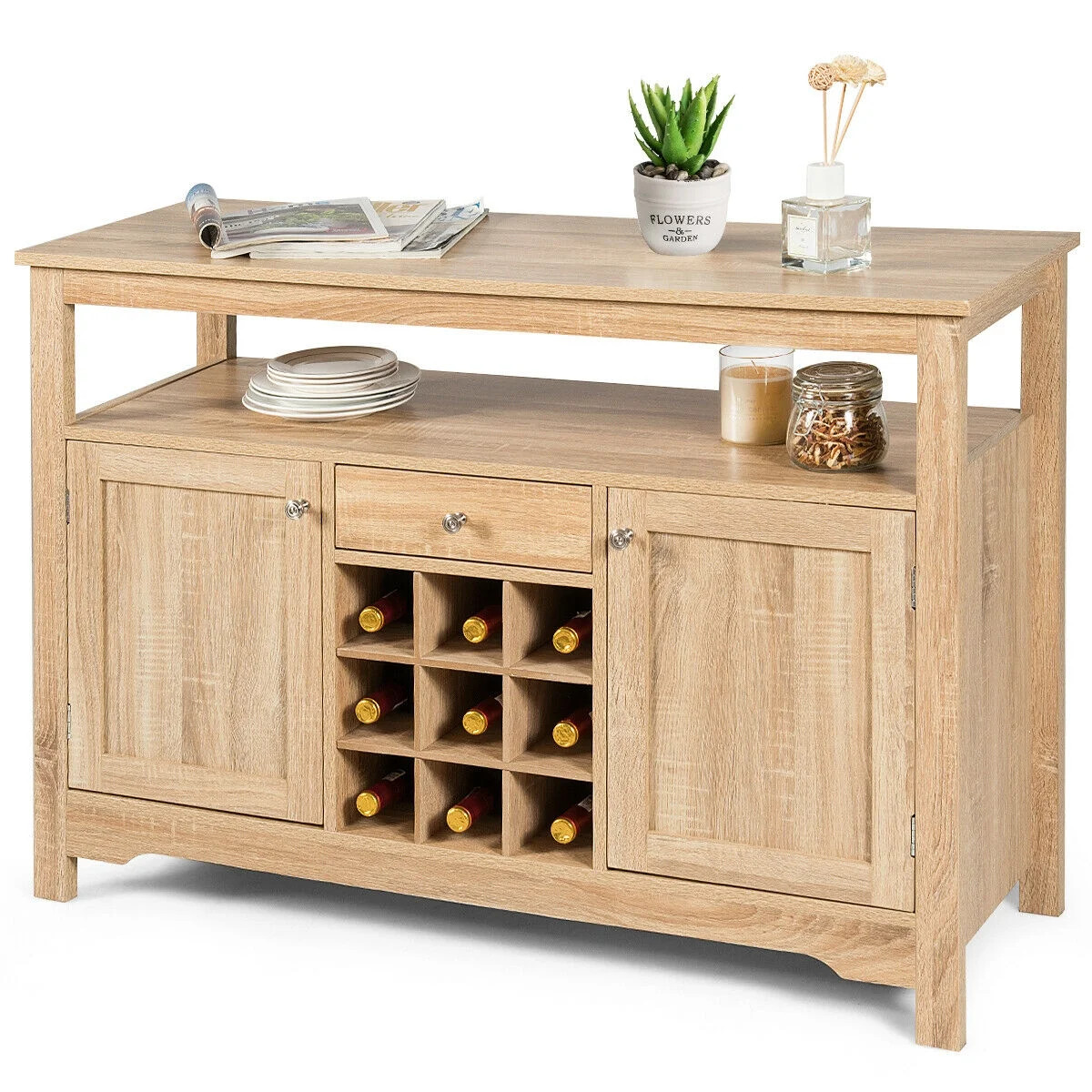 Gymax Buffet Server Vinoteca Consola Mesa Comedor Natural | Walmart (US)