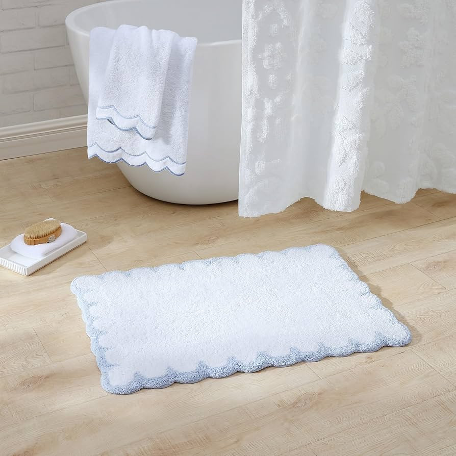 Peri Home Scallop Bath Rug Blue | Amazon (US)
