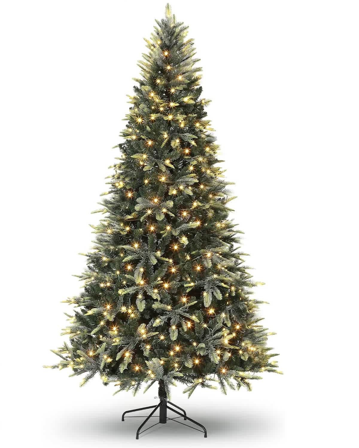 Garvee 7.5 ft Pencil Pine Pre lit Artificial Christmas Tree with 240 Warm White LED Lights 8 Modes | DQJ-PHK-35HQK65G | Lowe's