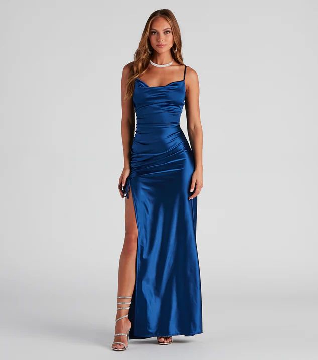 Drea Formal High Slit Ruched Dress | Windsor Stores