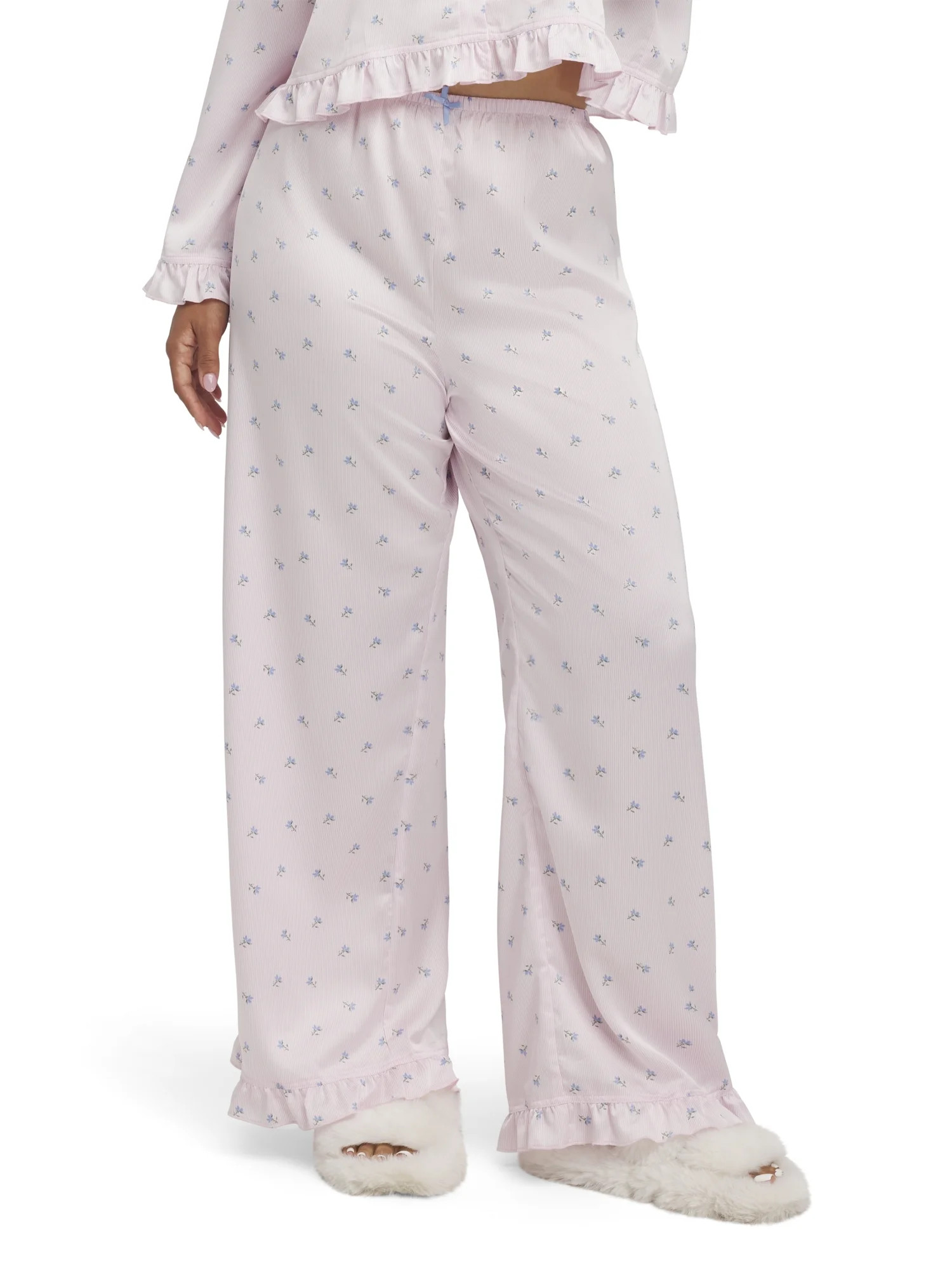 Mills by Millie Bobby Brown Women's Sleep Satin Woven Pant with Ruffle, Sizes XS-XXXL | Walmart (US)