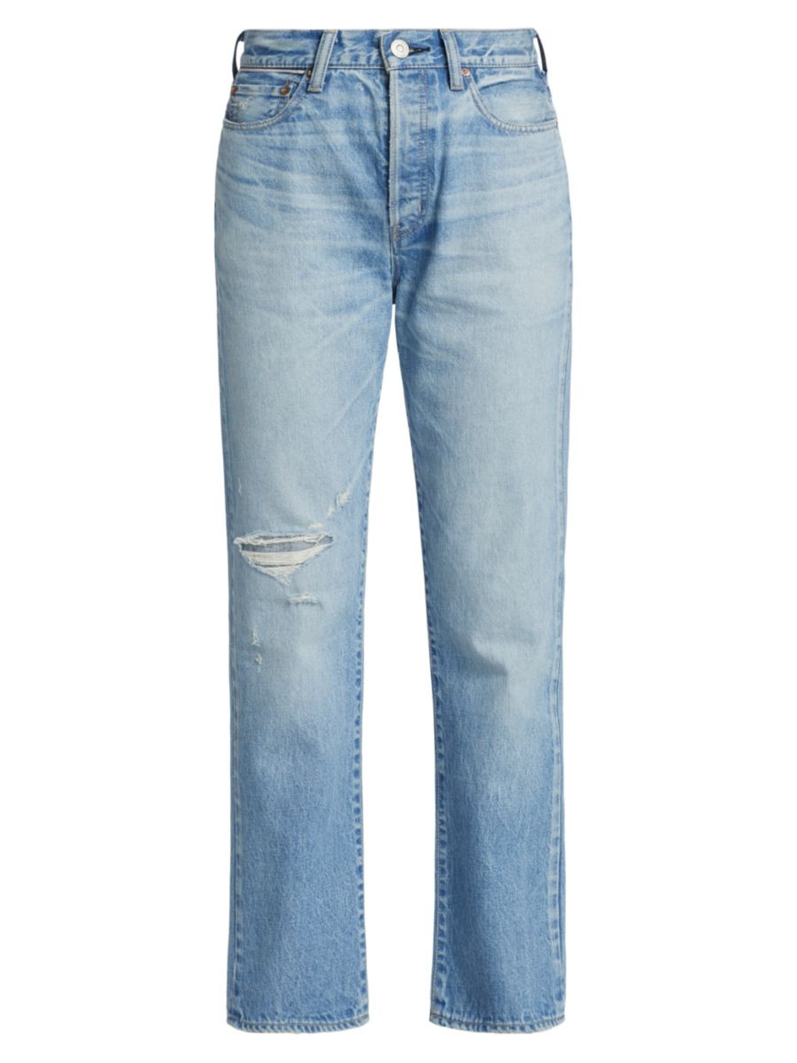 Cliffdale High-Rise Distressed Straight Jeans | Saks Fifth Avenue