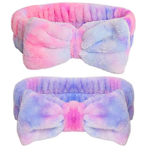 YGQQOY Spa Headband for Washing Face, Girls Makeup Bow Tie Headband, Microfiber Women Headbands, Elastic Headband to Skincare Cosmetics Shower.2pcs | Amazon (US)