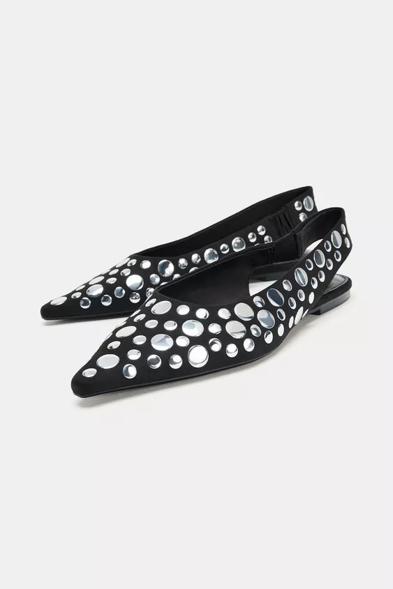STUDDED SLINGBACK FLATS | Zara US