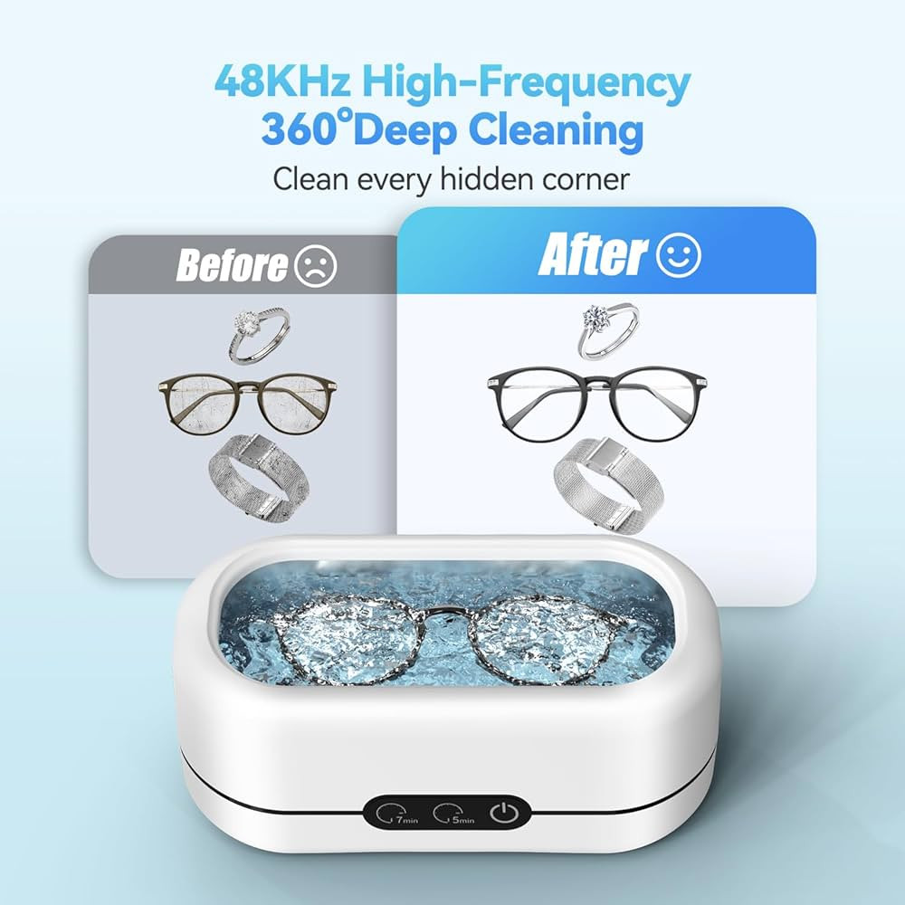Ultrasonic Jewelry Cleaner, 48KHz Ultrasonic Cleaner Machine for Jewelry, Eyeglasses, Rings, Watc... | Amazon (US)