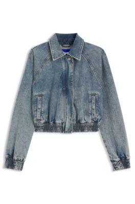 HUGO Blue bomber jacket in stretch denim - Blue Women's Casual Jackets size S | Hugo Boss (US)