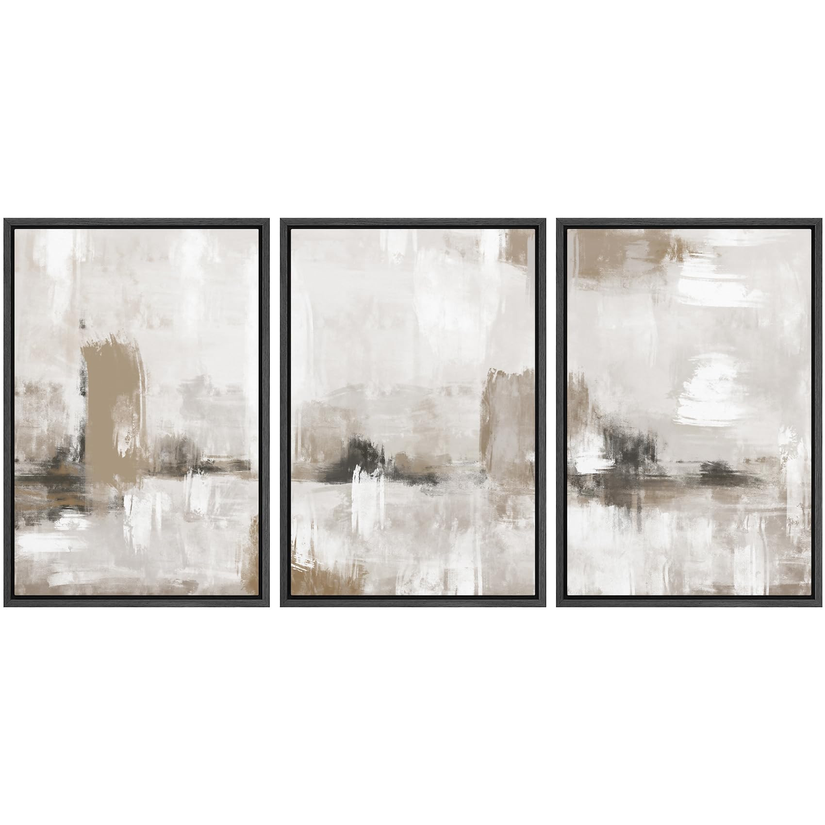 SIGNFORD Framed Canvas Print Wall Art Set Pastel Grunge Paint Stroke Collage Abstract Shapes Illu... | Amazon (US)