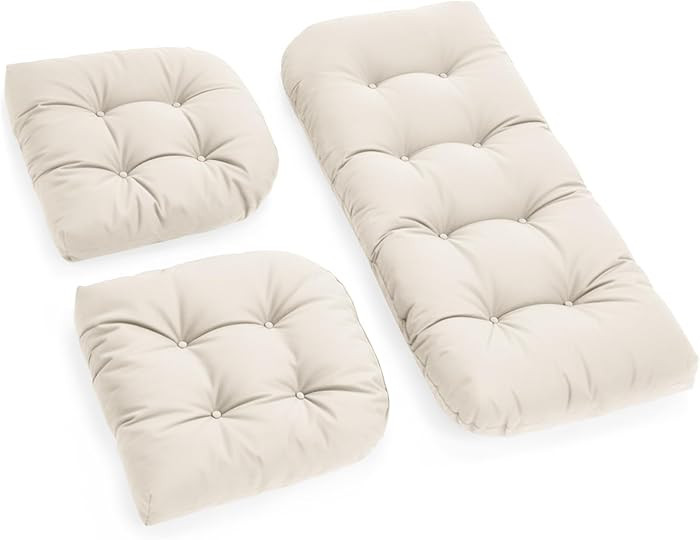 All Weather Outdoor Wicker Chair Cushions of 3 Pieces, Waterproof Outdoor Wicker Chair Cushion fo... | Amazon (US)