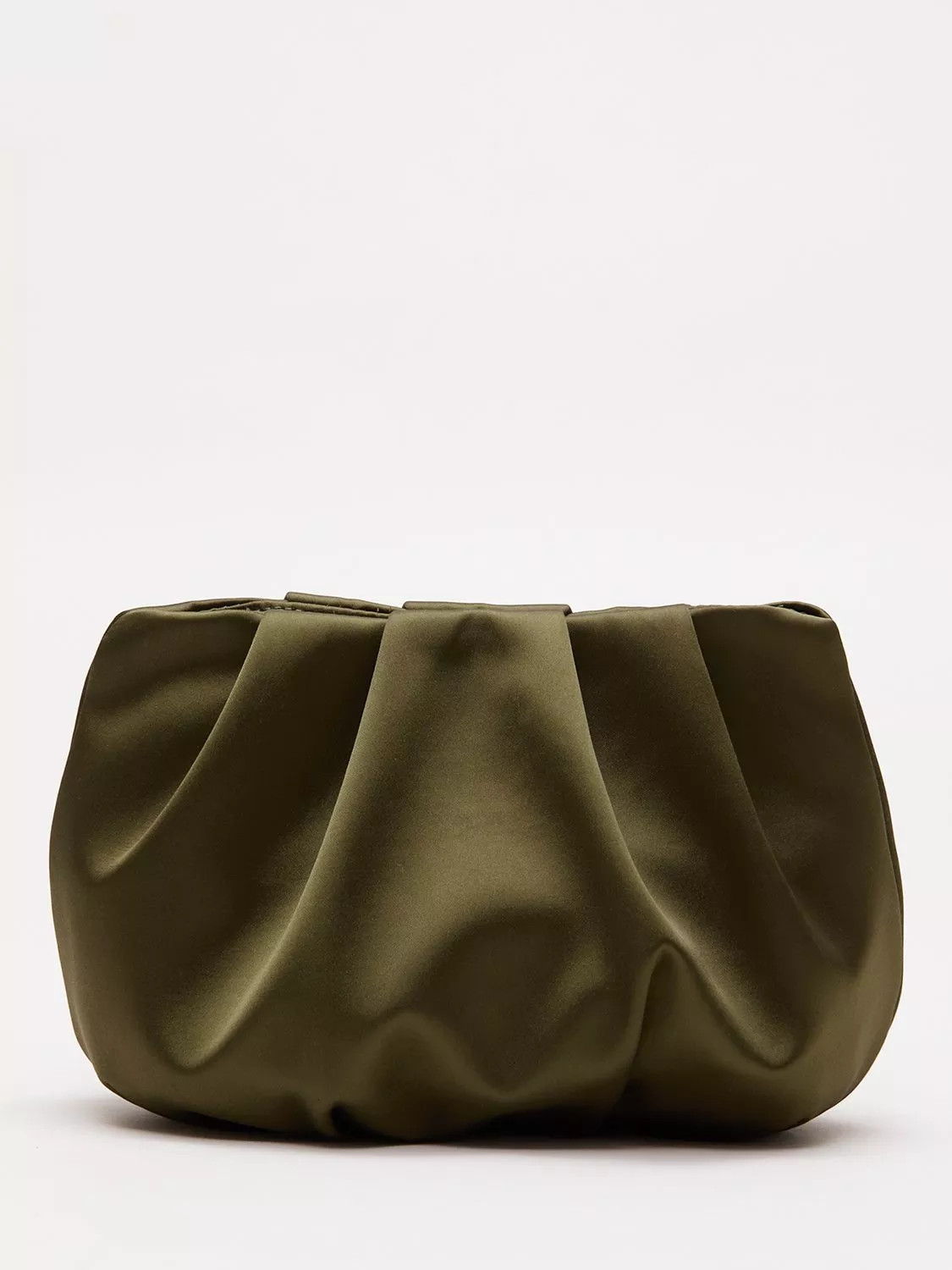 Phase Eight Satin Cloud Clutch Bag, Dark Green | John Lewis (UK)