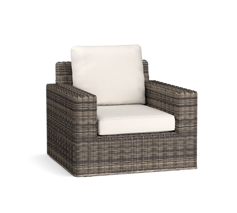 Torrey All-Weather Wicker Square Arm Swivel Lounge Chair | Pottery Barn (US)