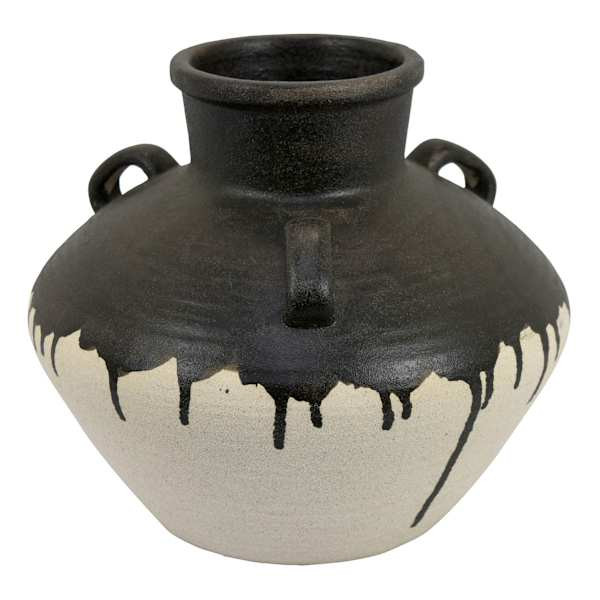 Black & Ivory Drip Glaze Vase, 9.8", Ceramic, sold by At Home | At Home