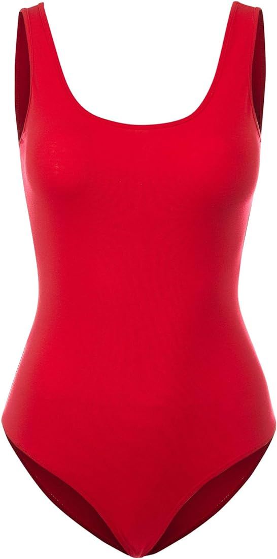 Women's Scoop Neck Sleeveless Stretch Cotton Bodysuit Tank Top | Amazon (US)