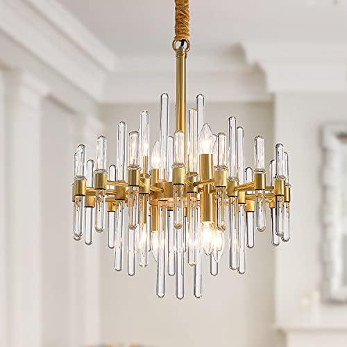 MOOONICHE Modern Chandeliers, Crystal Chandelier, 8 Light Round Pendant Light Width Brass Metal +... | Amazon (US)