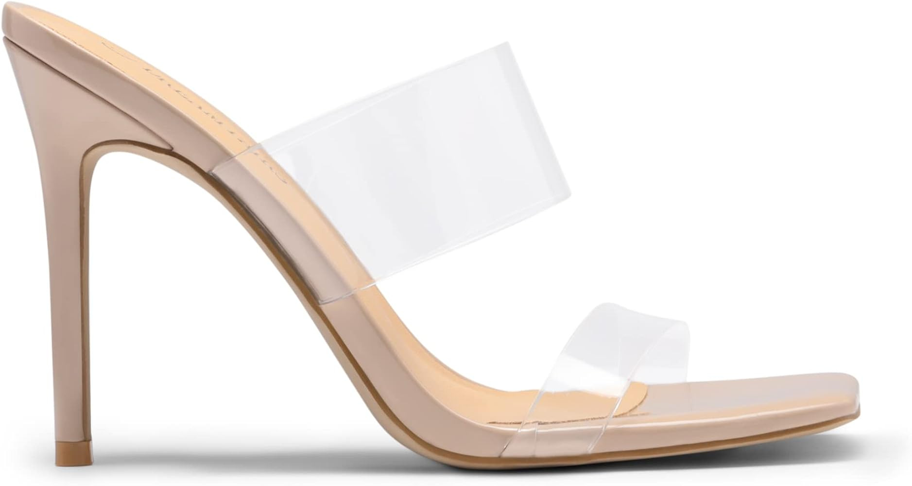 DREAM PAIRS Women's Square Toe High Stiletto Heels Sandals Open Toe Double Strap Dress Mules | Amazon (US)