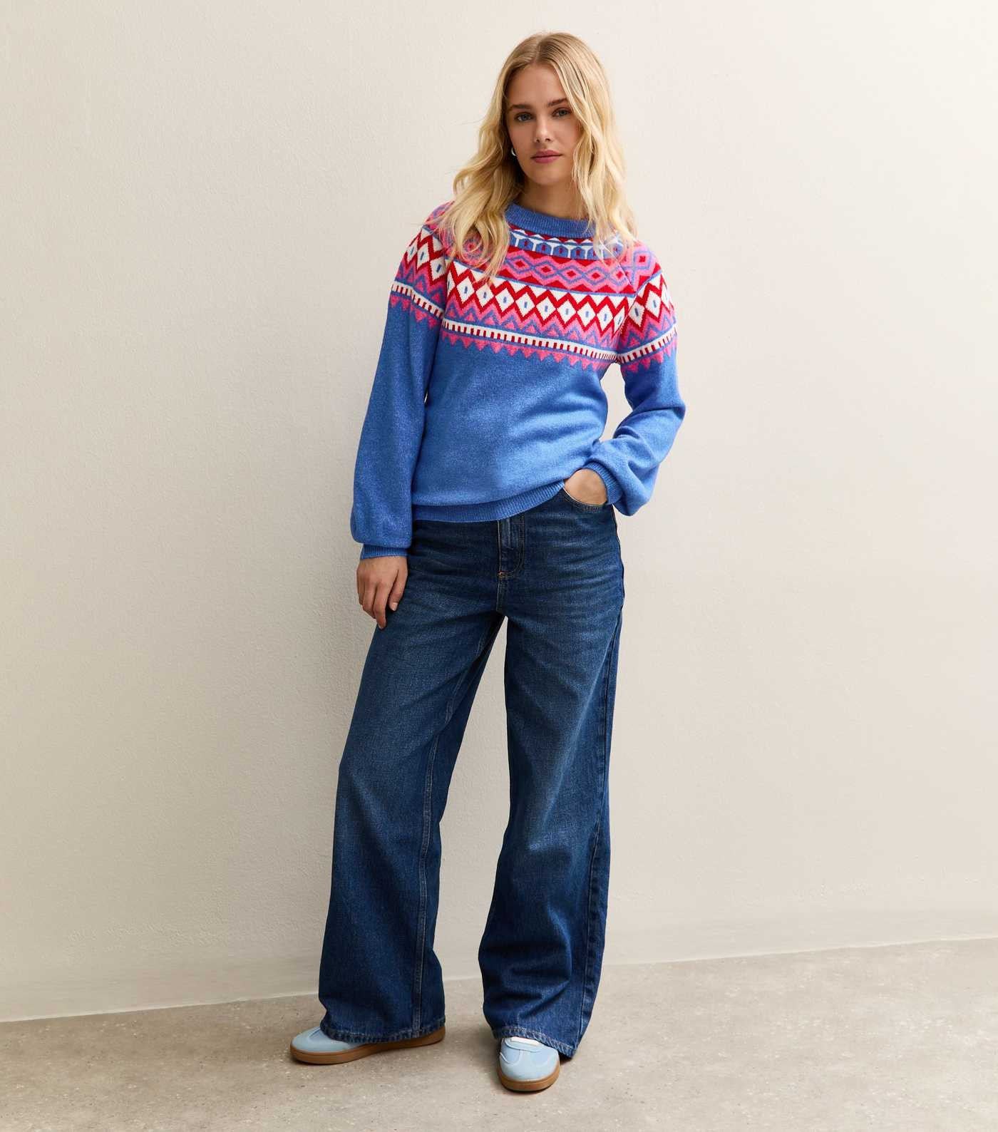 Sunshine Soul Mid Blue Fair Isle Pattern Jumper | New Look | New Look (UK)