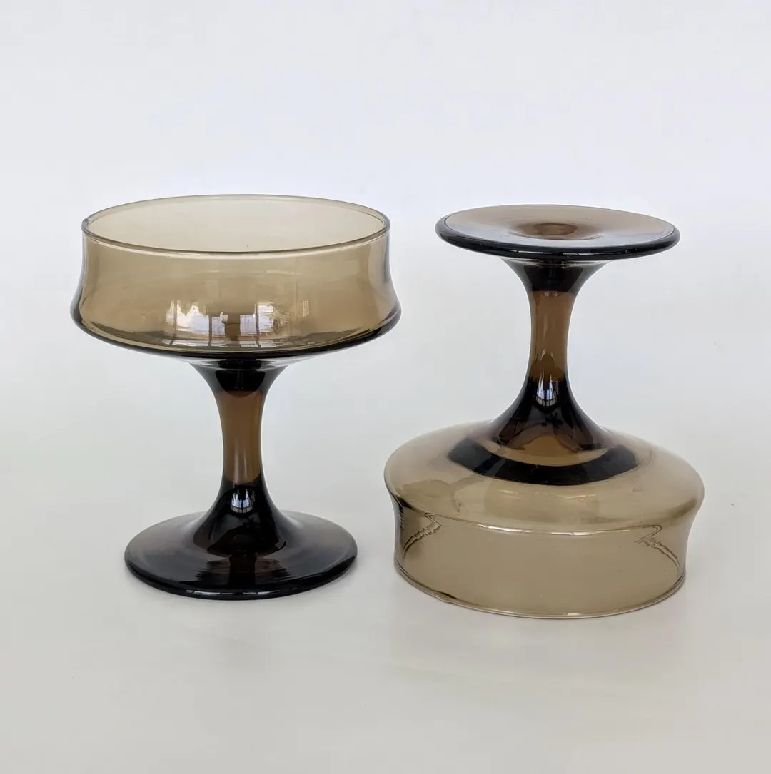 Vintage Brown Coupe Glasses - Champagne Glasses - Etsy | Etsy (US)