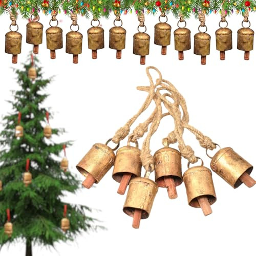 Vintage Rustic Decorative Harmony Bells, Set of 6, Jingle Bells with Jute Rope for Christmas Farmhouse Decor | Amazon (US)