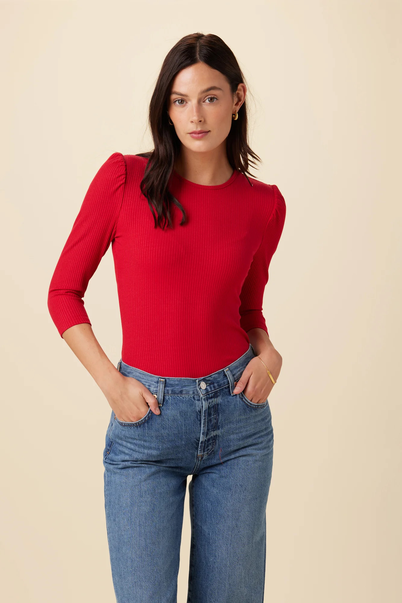 Naomi Paris Rib Top - Zinnia | Amour Vert