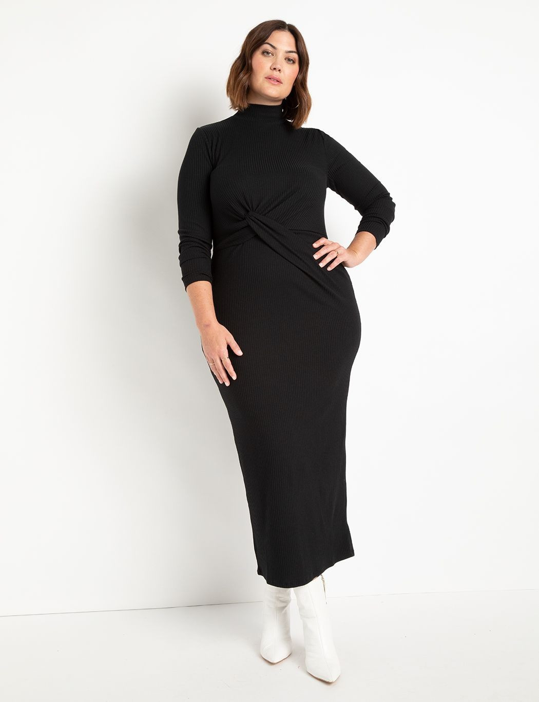 Twist Detail Ribbed Dress | Women's Plus Size Dresses | ELOQUII | Eloquii
