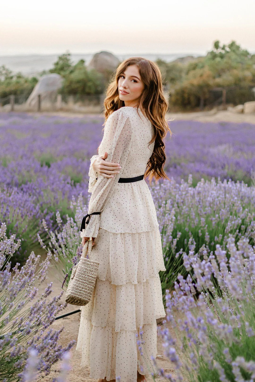 Darla Dotted Tiered Dress | Morning Lavender