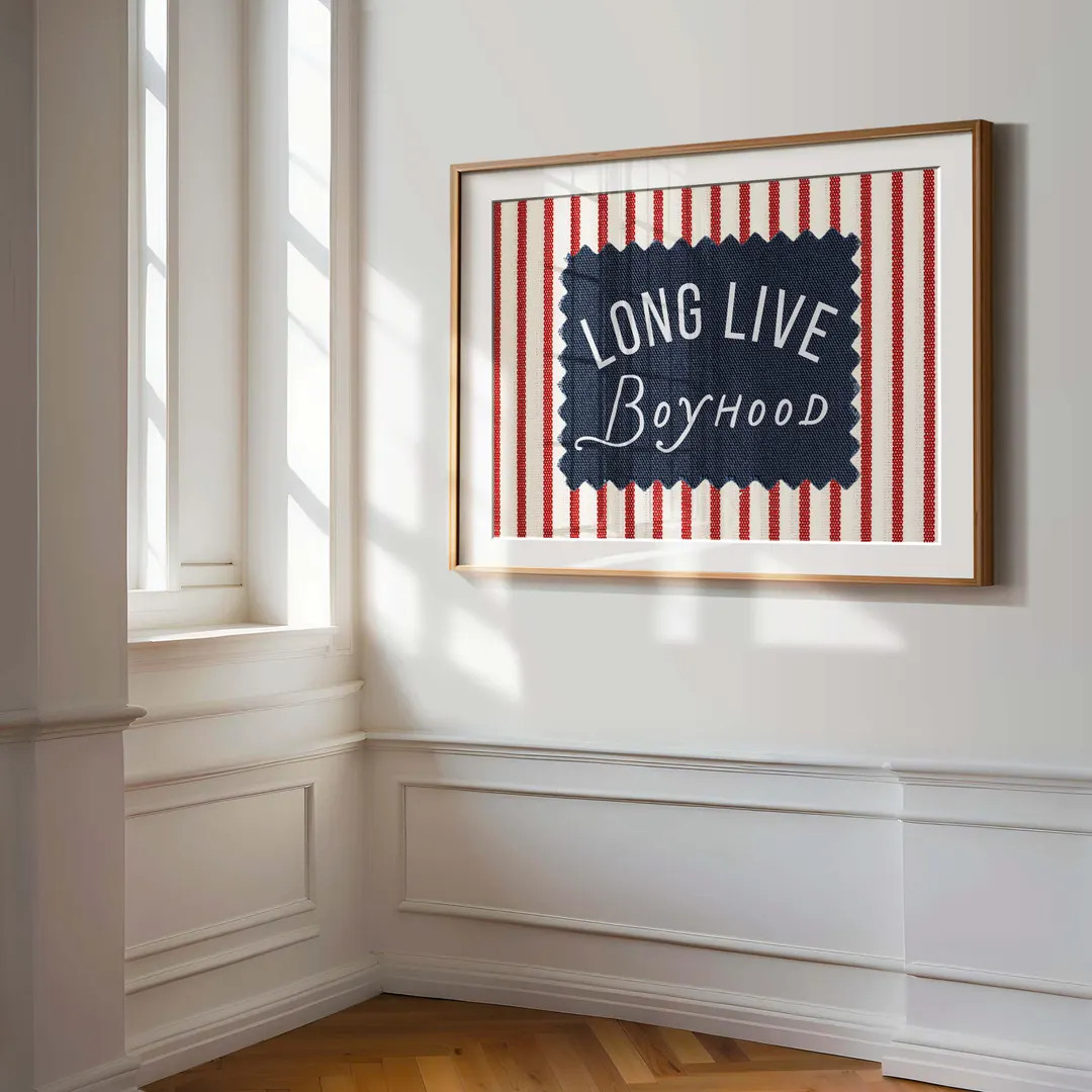 Long Live Boyhood Digital Download, Vintage Boy Room Art, Rustic Americana Nursery Print, Gingham... | Etsy (US)