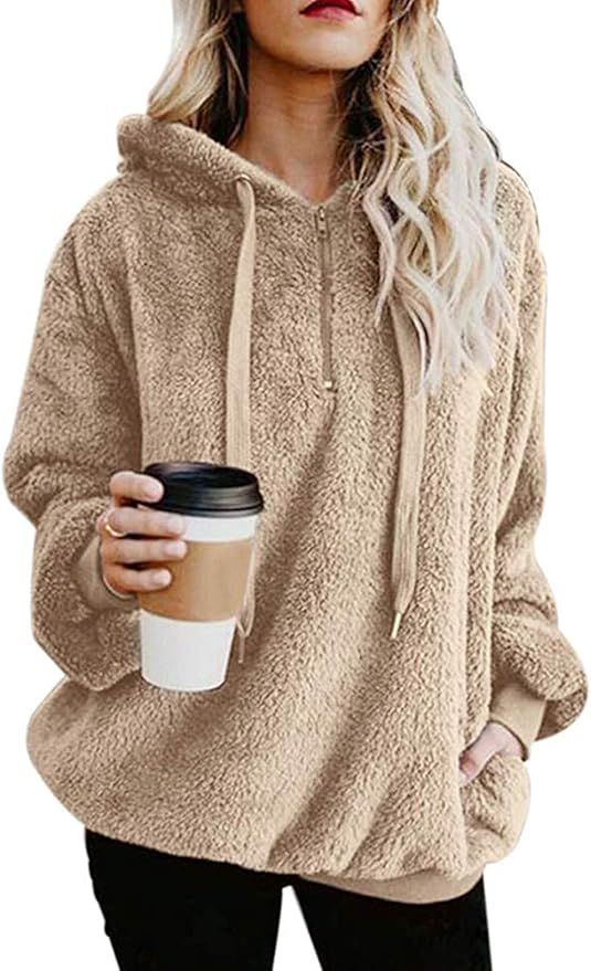 Century Star Womens Fuzzy Hoodies Pullover Sport Hoodie Cozy Oversized Pockets Hooded Sweatshirt ... | Amazon (US)