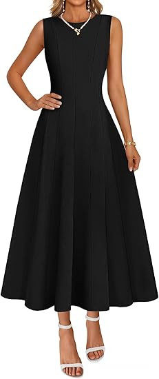MEROKEETY Women's 2026 Summer Elegant Classy Midi Dress Sleeveless A Line Flowy Formal Cocktail D... | Amazon (US)