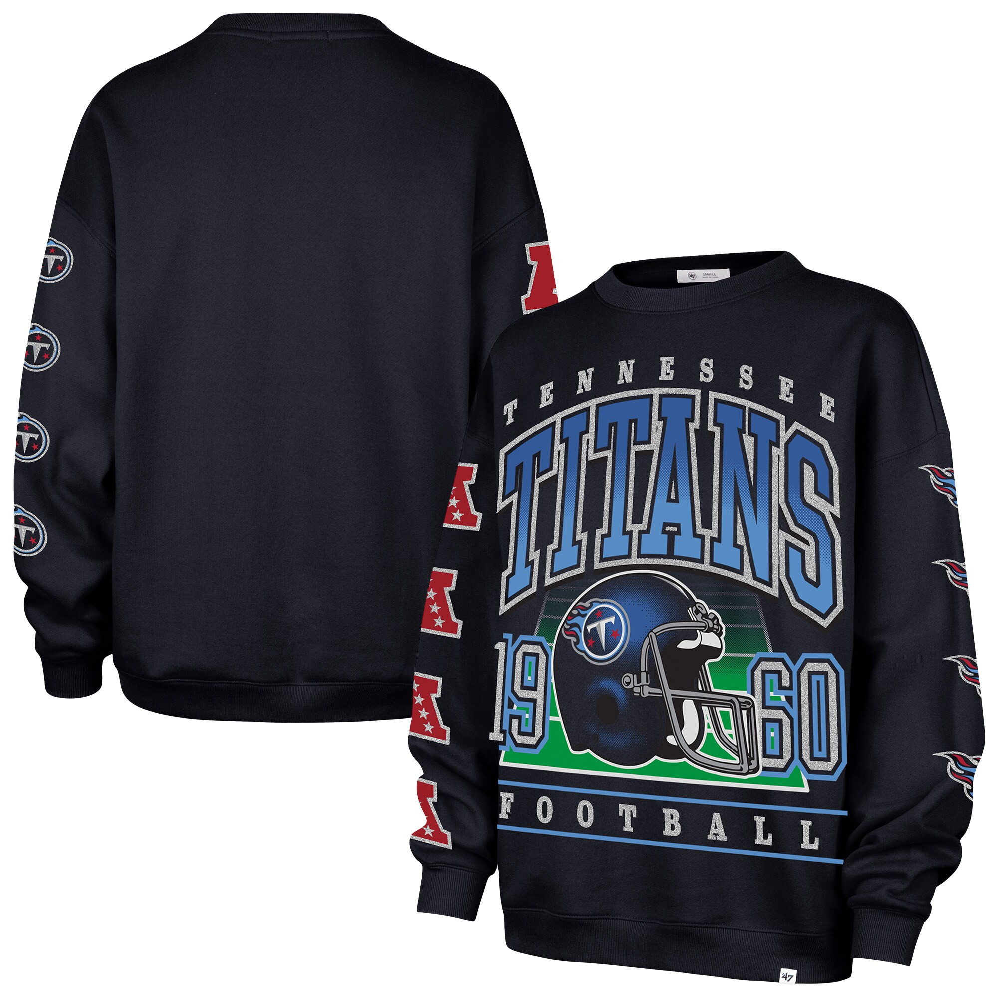 Women's Tennessee Titans  '47 Navy Go Big Oversized Pullover Sweatshirt | NFL Shop