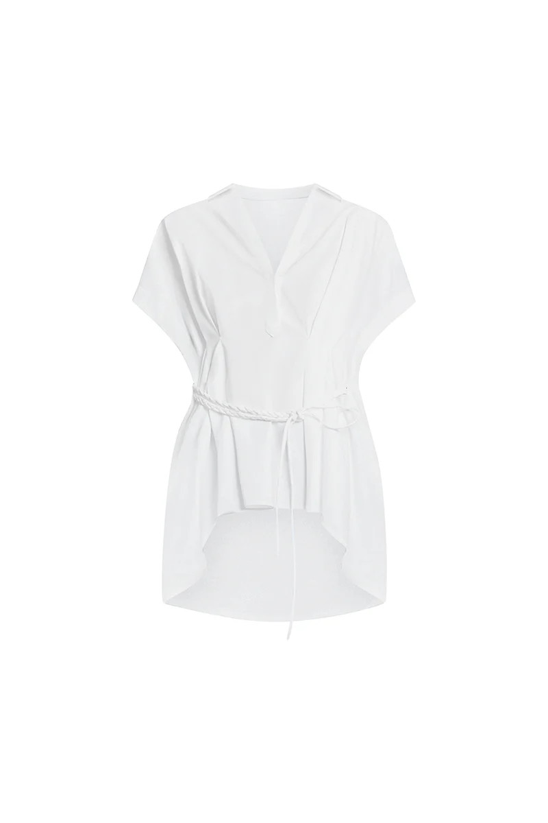 WHITE POPLIN SHIRT WITH BELT | LECIA | CULT MIA | CULT MIA UK LTD