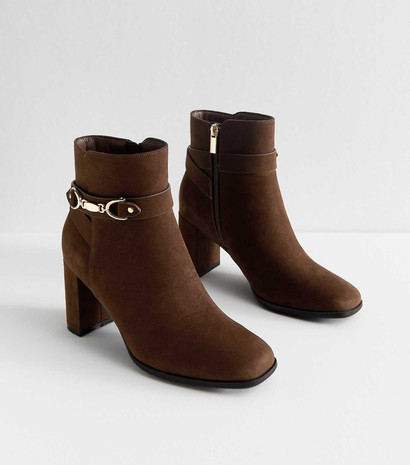 Brown Faux Suede Snaffle Detail Ankle Boots | New Look | New Look (UK)