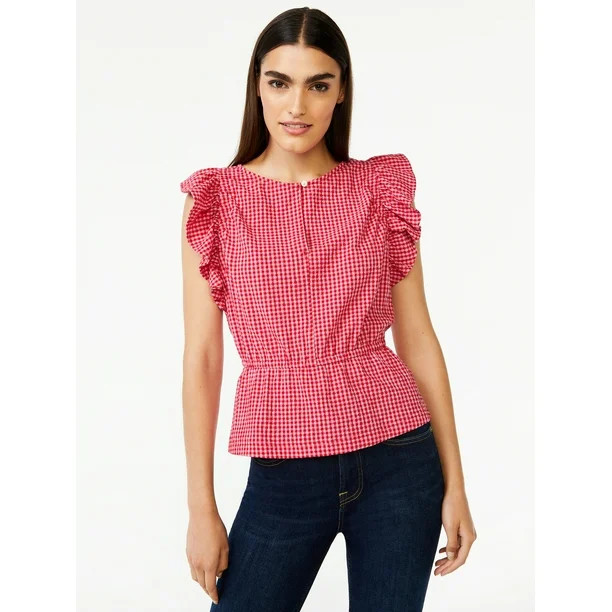 Free Assembly Women's Sleeveless Ruffle Top - Walmart.com | Walmart (US)