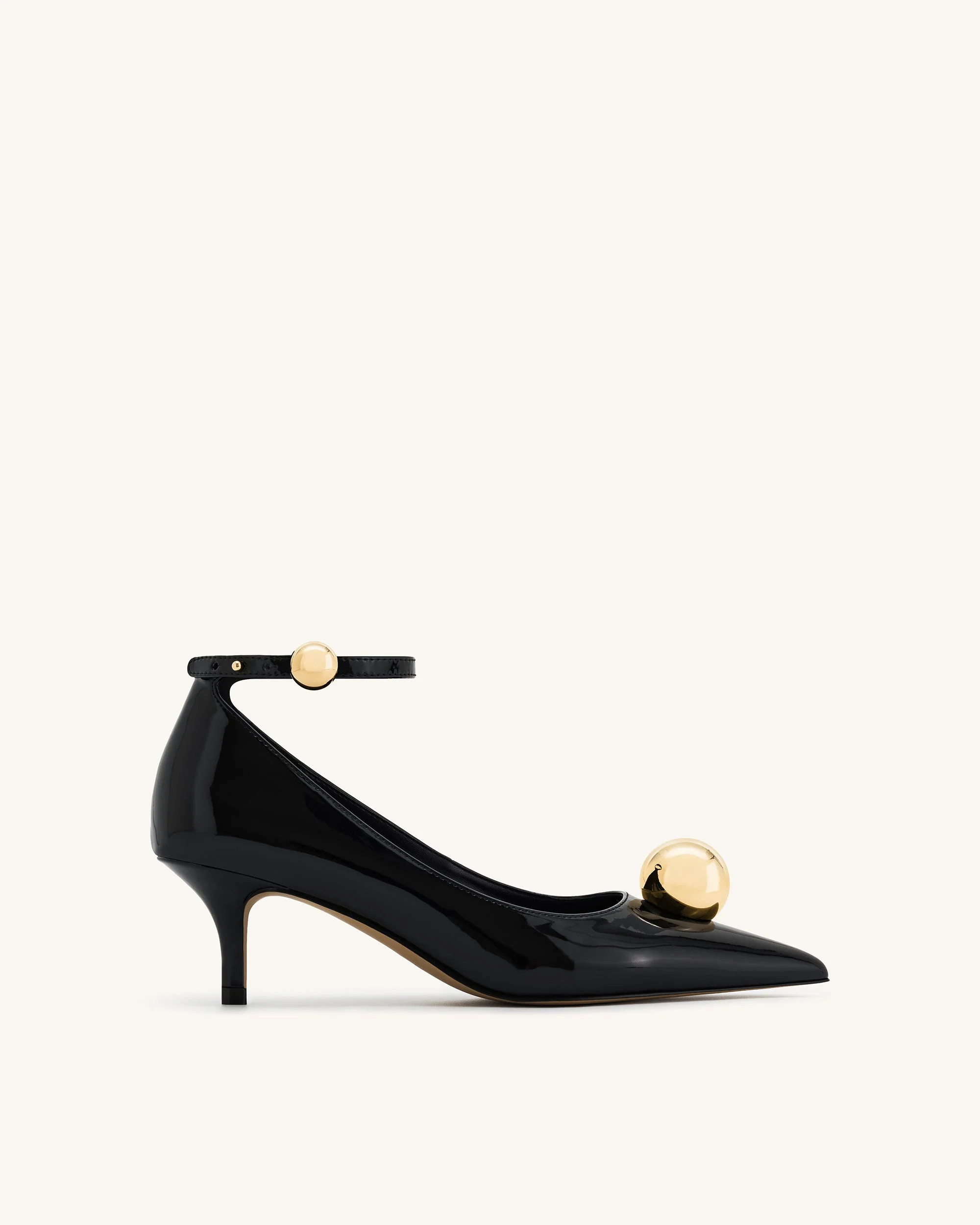 Jewel Buckle Kitten Heels Pumps-Black | JW PEI US