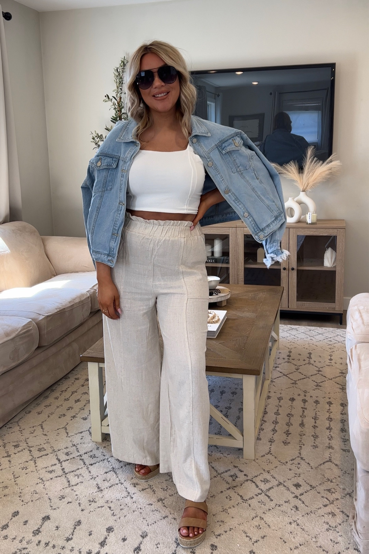 Code STEPH20 saves $$ linen pants denim jacket espadrilles sandals aviator sunglasses midsize style pink lily summer fashion 

#LTKshoecrush #LTKSeasonal #LTKunder50