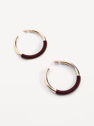 Gold-Plated Thread-Wrapped Open Hoop Earrings for Women | Old Navy (US)