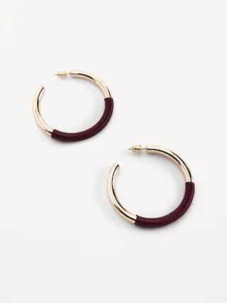 Gold-Plated Thread-Wrapped Open Hoop Earrings for Women | Old Navy (US)