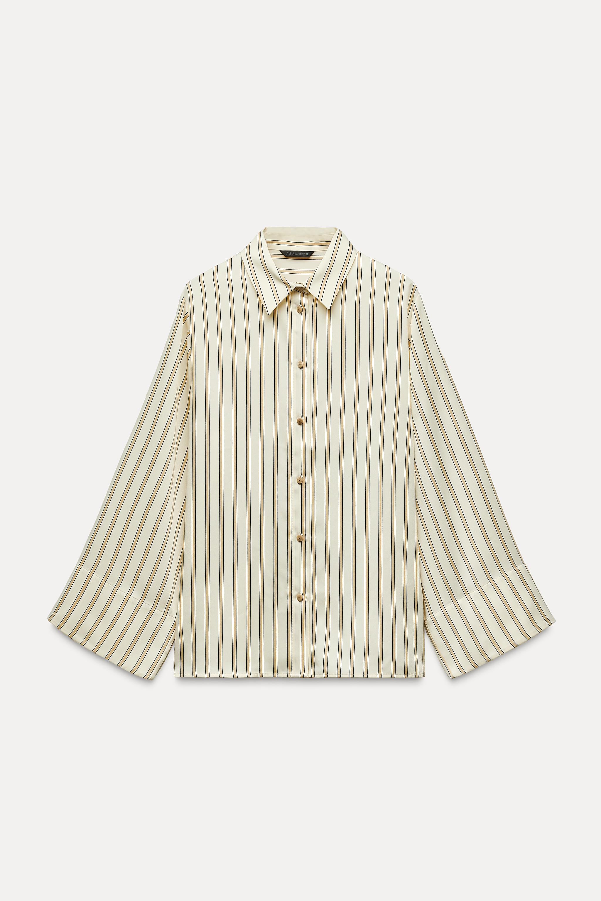 WIDE SLEEVE STRIPED BLOUSE | Zara US