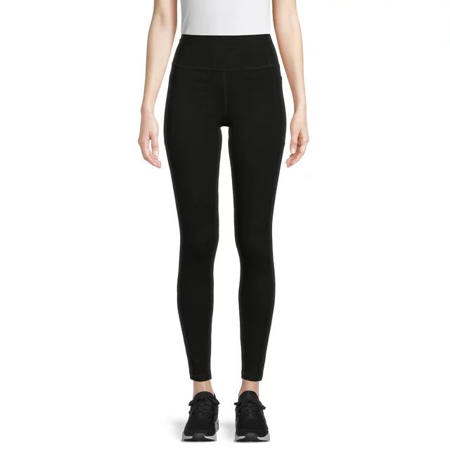 Athletic Works Women's and Women's Plus Stretch Cotton Blend Ankle Leggings with Side Pockets | Walmart (US)