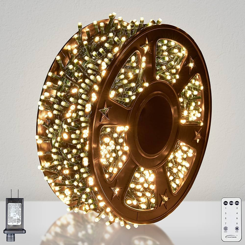 LIGHTSHARE 1000LED 328FT String Lights Warm White, 8 Modes 30V Plug in Fairy Lights with Remote C... | Amazon (US)